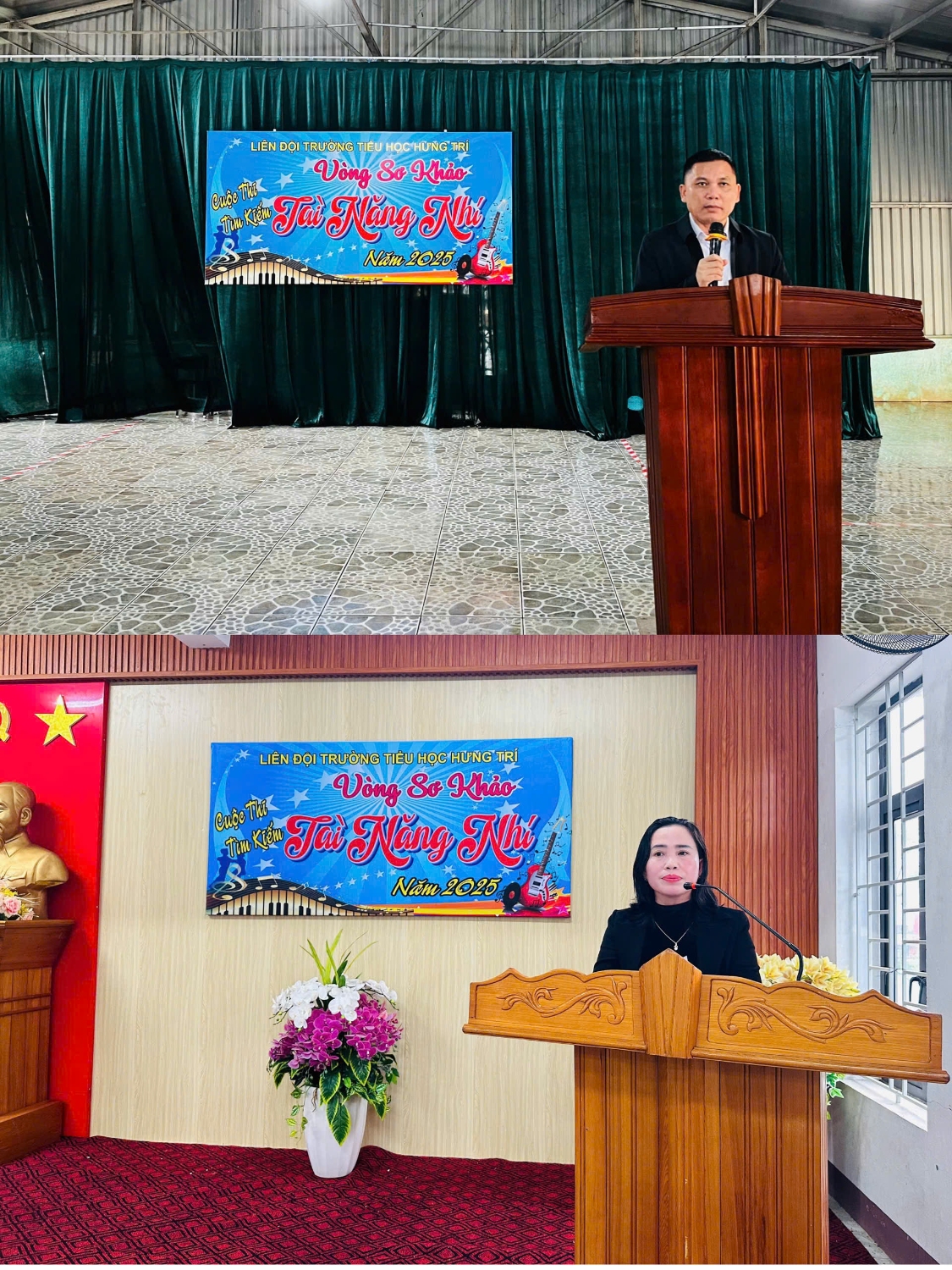 Hình 2  Ban giám hiệu nhà trường phát biểu khai mạc cuộc thi